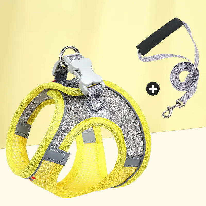Reflective Dog Chest Harness with Mesh and Leash