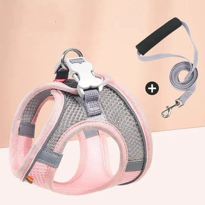 Reflective Dog Chest Harness with Mesh and Leash