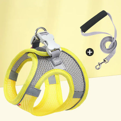 Reflective Dog Chest Harness with Mesh and Leash
