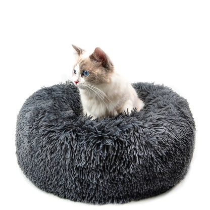 Round Plush Dog Bed for Small Dogs and Puppies