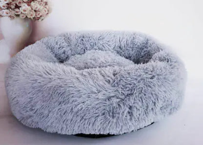 Round Plush Dog Bed for Small Dogs and Puppies